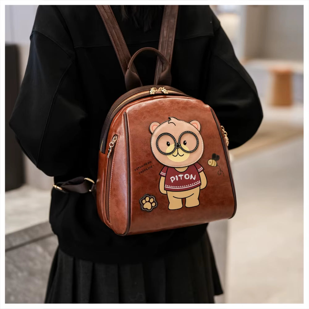 Beibao New Backpack Large Capacity Trendy Cartoon Bear Backpack Women'S Versatile Fashion Outdoor Shoulder Bag Женская Сумка