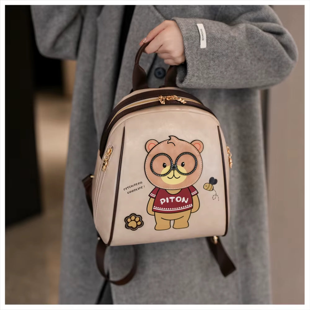 Beibao New Backpack Large Capacity Trendy Cartoon Bear Backpack Women'S Versatile Fashion Outdoor Shoulder Bag Женская Сумка