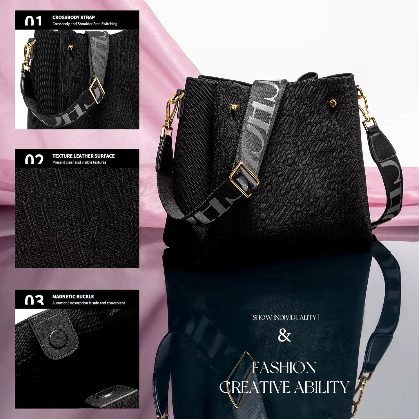 Classic Retro New Solid Color Letter Design Women'S Shoulder Bag Fashion Party Multifunctional Occasion Handbag