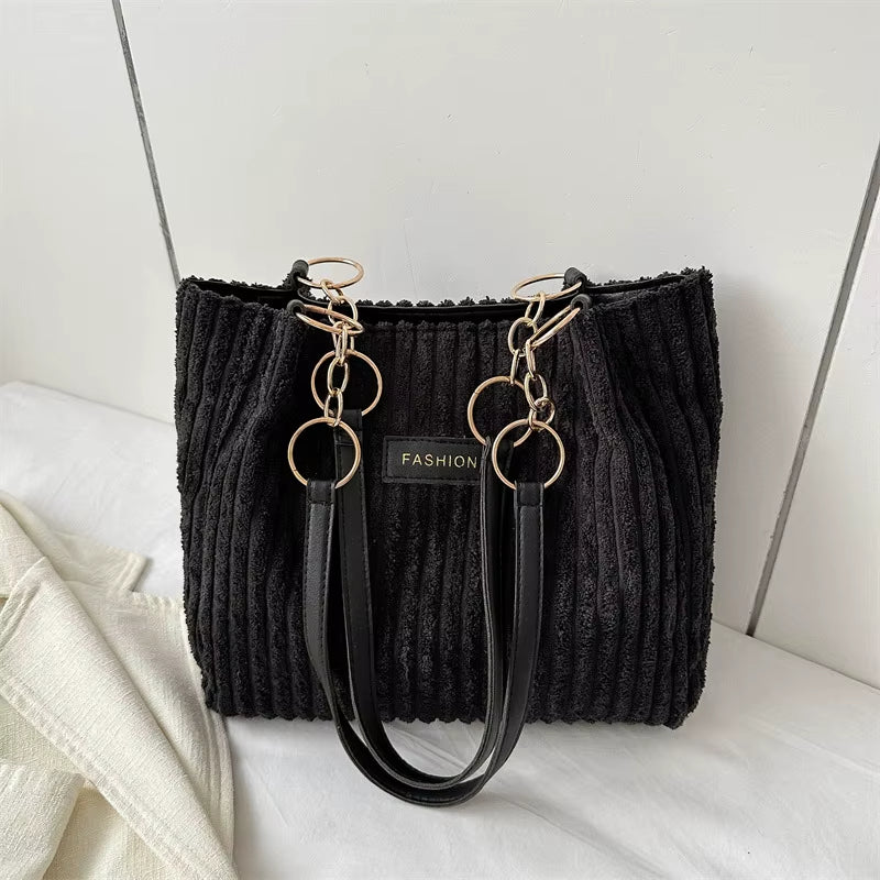 Corduroy Shoulder Bags for Women'S 2023 New Fashion Korean Large Female Handbags Cotton Cloth Shopper Bags Ladies Tote Shopper