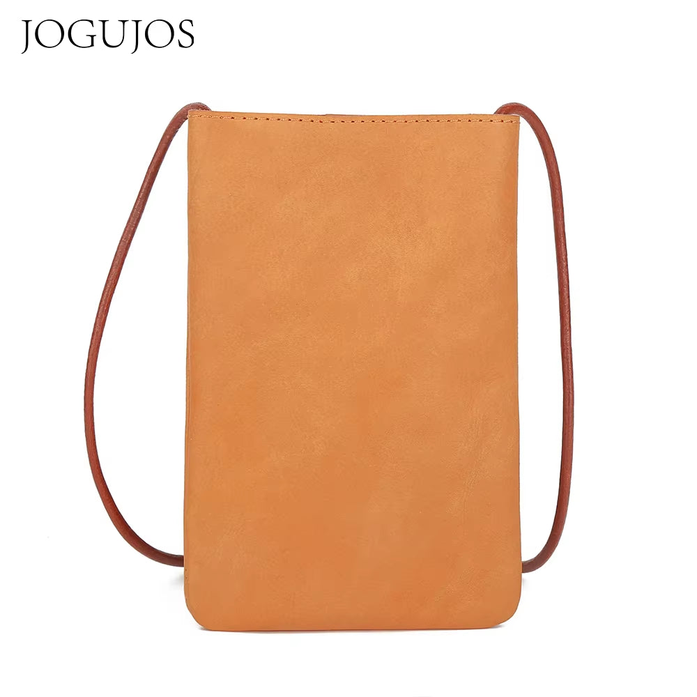 Genuine Leather Women Shoulder Crossbody Bags Small Handbag Ladies Cellphone Bag Simple Style Messenger Bag Phone Pouch