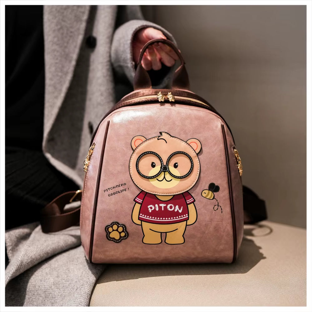 Beibao New Backpack Large Capacity Trendy Cartoon Bear Backpack Women'S Versatile Fashion Outdoor Shoulder Bag Женская Сумка