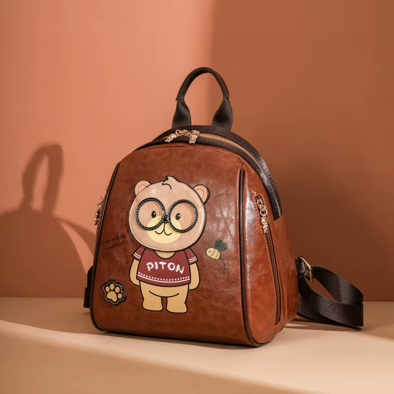 Beibao New Backpack Large Capacity Trendy Cartoon Bear Backpack Women'S Versatile Fashion Outdoor Shoulder Bag Женская Сумка