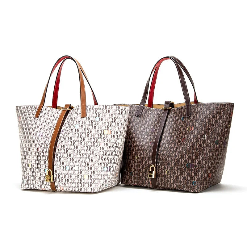 Classic Style Women'S Large-Capacity Handbag Letters Print Design Small Metal Accessories Exquisite Workmanship