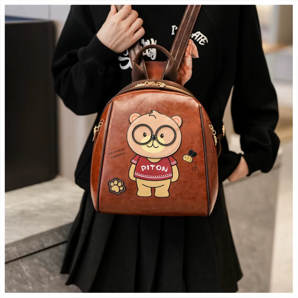 Beibao New Backpack Large Capacity Trendy Cartoon Bear Backpack Women'S Versatile Fashion Outdoor Shoulder Bag Женская Сумка