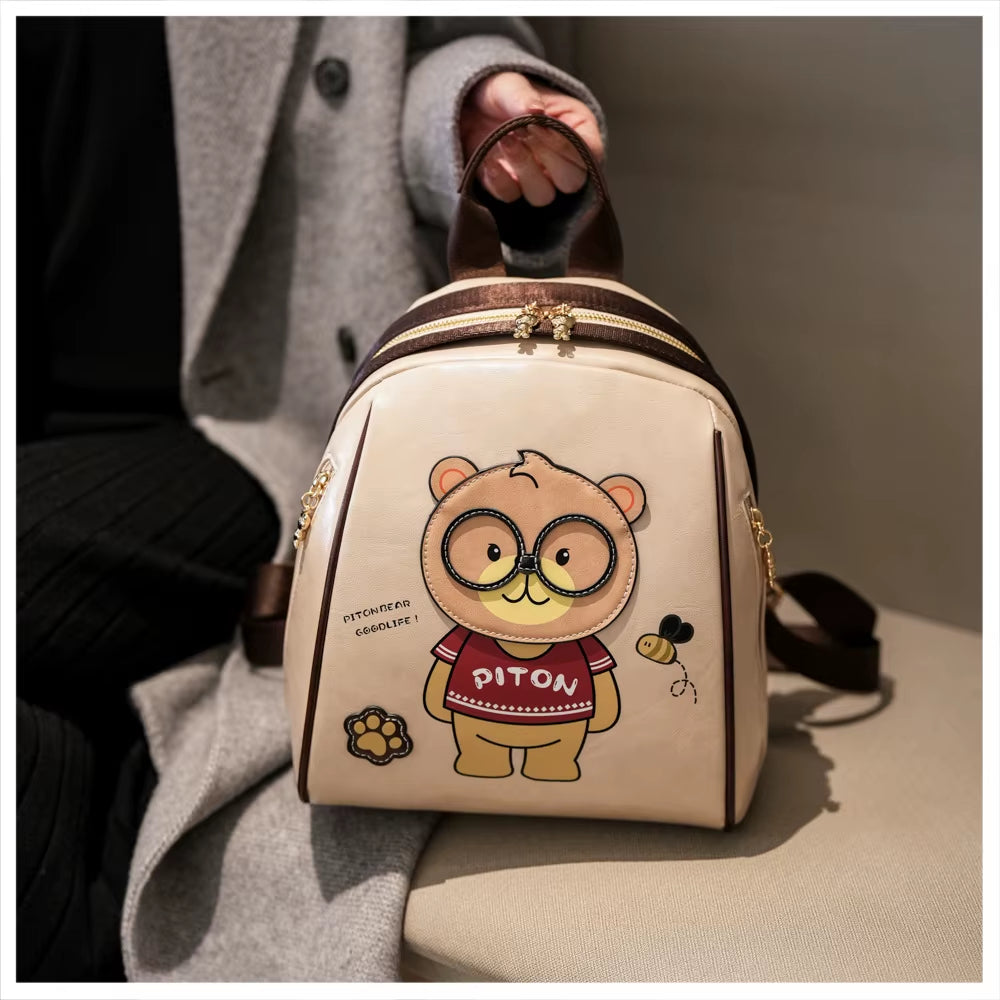 Beibao New Backpack Large Capacity Trendy Cartoon Bear Backpack Women'S Versatile Fashion Outdoor Shoulder Bag Женская Сумка