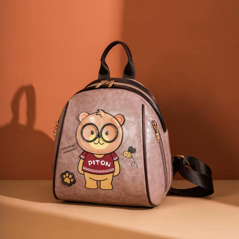 Beibao New Backpack Large Capacity Trendy Cartoon Bear Backpack Women'S Versatile Fashion Outdoor Shoulder Bag Женская Сумка